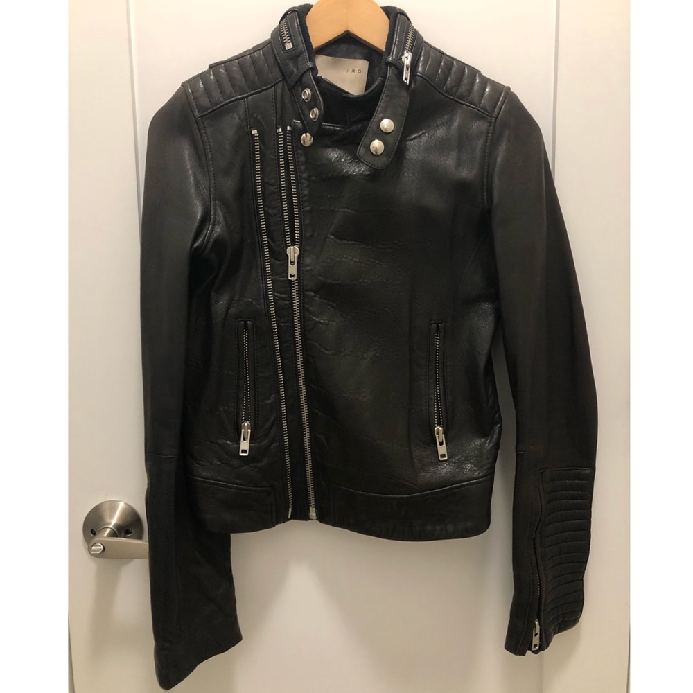 IRO leather biker jacket allsaints maje l’agence sandro theory vince acne quince